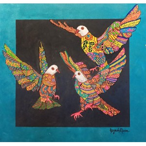 Aayesha Noor, 24 x 24 Inch, Oil on Canvas, Birds Painting, AC-AYNR-019